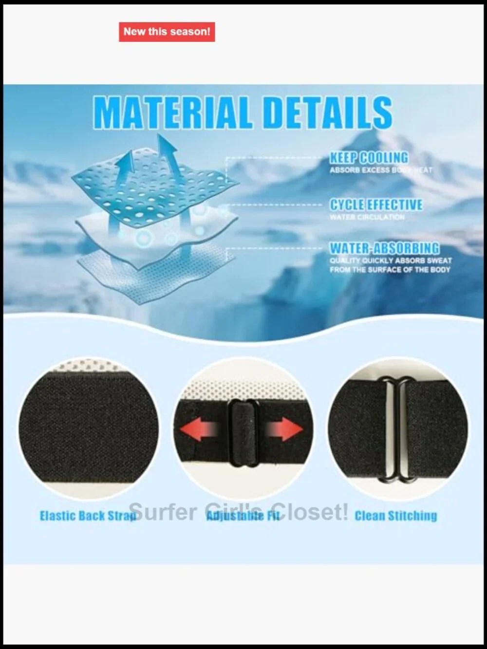 Cooling Headband Non-Slip Sweatband Moisture Wicking Sports Headband for